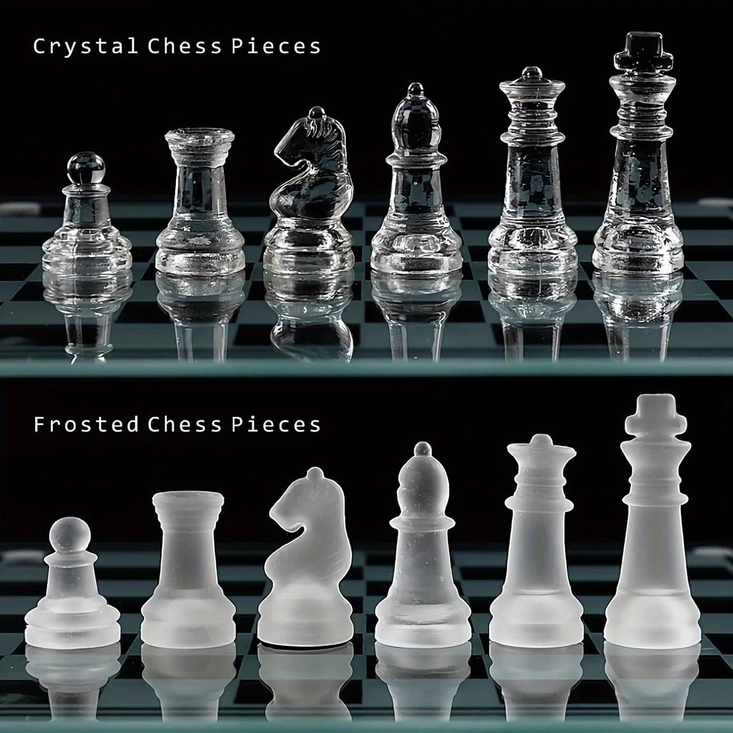 10Inch Handcrafted Glass Chess Set Premium Quality Intricate Design for Home Decor Perfect for Game Nights & Chess Lovers