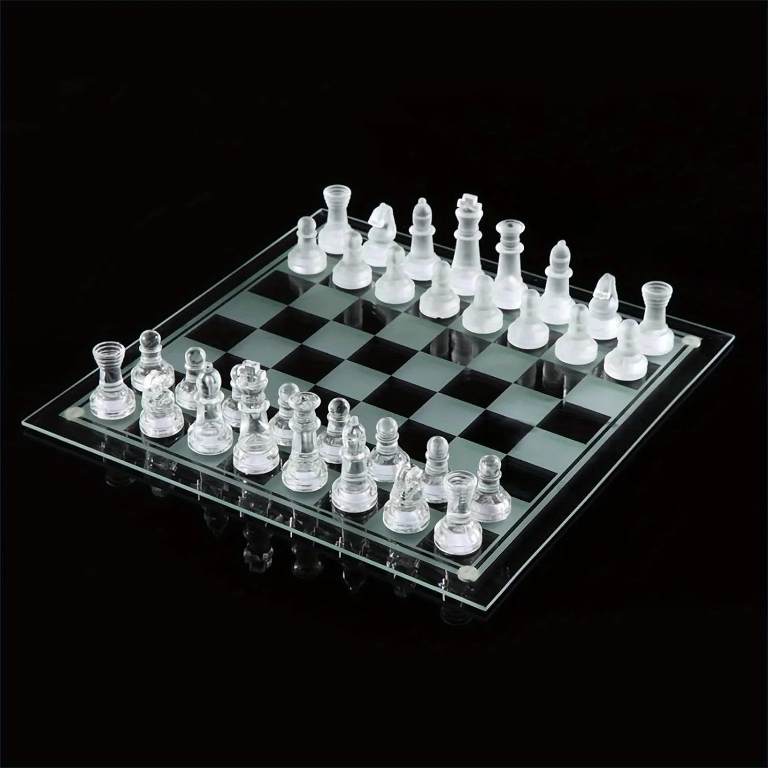 10Inch Handcrafted Glass Chess Set Premium Quality Intricate Design for Home Decor Perfect for Game Nights & Chess Lovers
