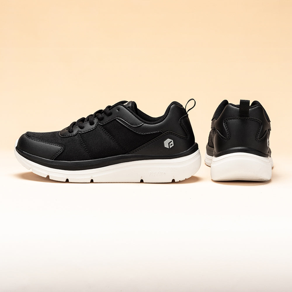 Men'S Wide Width Walking Shoes - Lightweight Cushioned Sneakers with Arch Support, Breathable Mesh Upper & EVA Sole, All-Season Comfort for Swollen Feet, Running, Gym, Daily Wear - Low-Top Lace-Up Design (Black/White) - Ideal