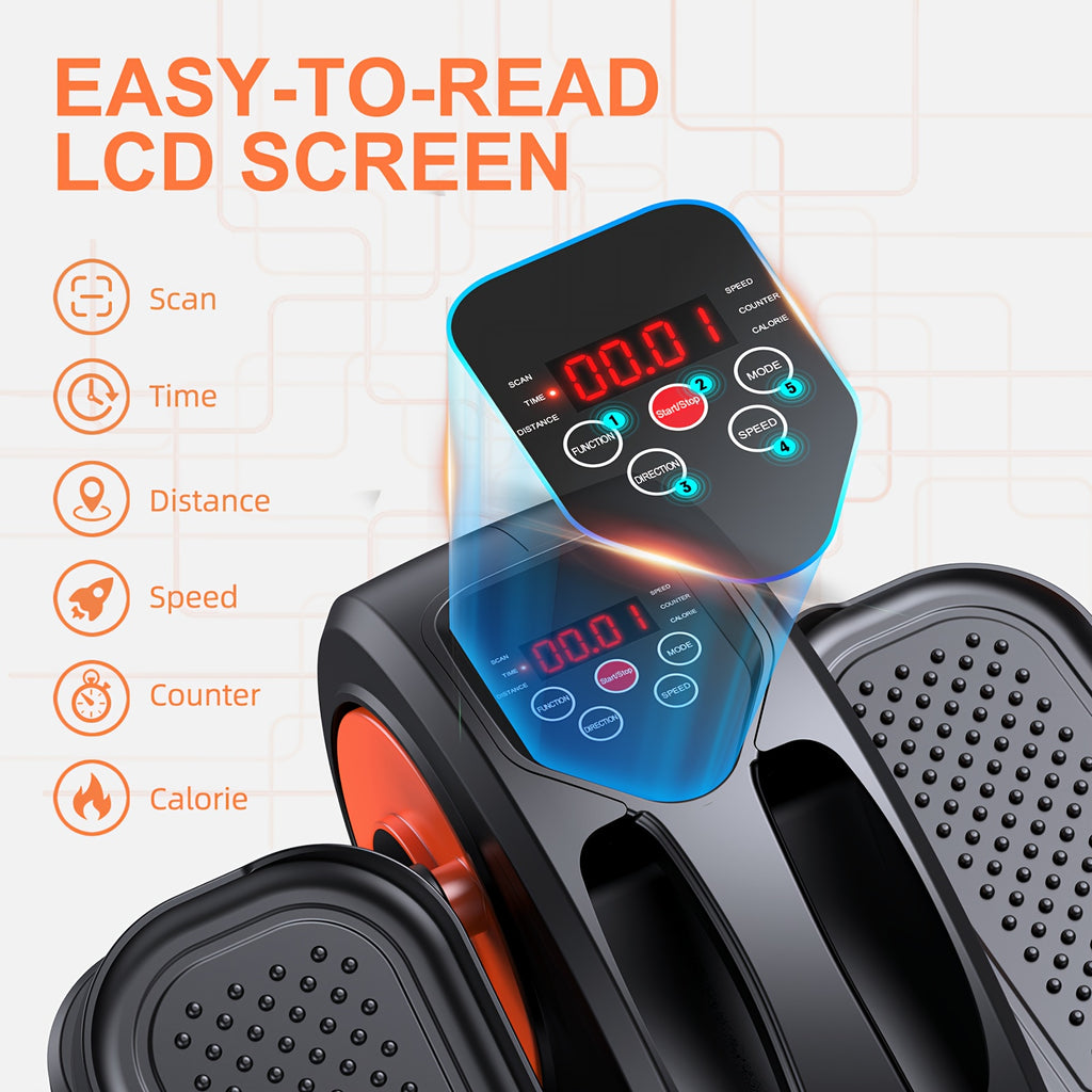 Compact Under Desk Elliptical Machine for Seniors, Quiet & Portable Electric Seated Pedal Exerciser with Remote Control, 12 Adjustable Speeds, Space-Saving Design - Perfect for Low-Impact Workouts at Home or Office, Elliptica