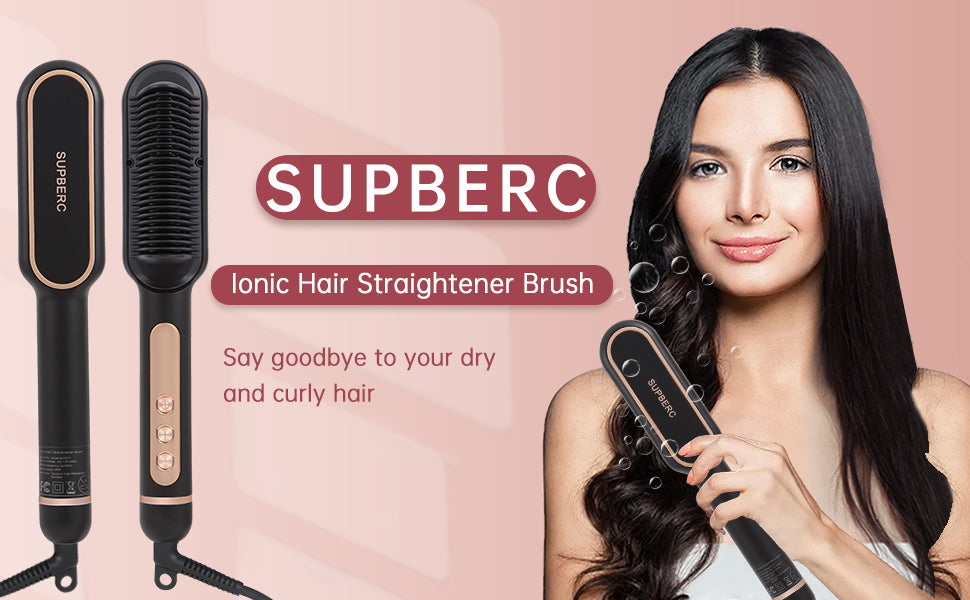 AP02 Negative Ionic Hair Straightener Brush, Fast Heating, Anti-Scald & Auto-Shut Off Hair Brush Straightener for Women
