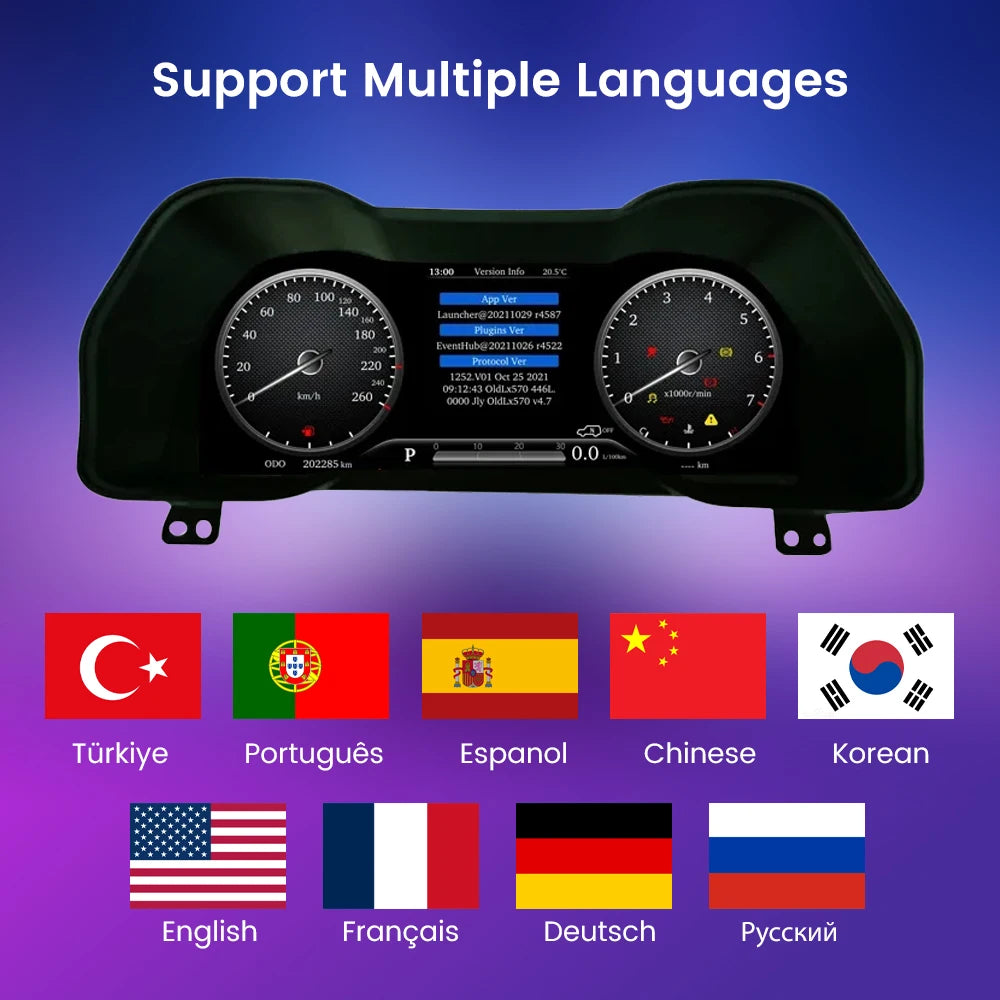 12.3" LCD Car Digital Dashboard Cluster For Toyota 4Runner 2014-2019 Virtual Instrument Panel Speedometer Cockpit Meter Upgrade