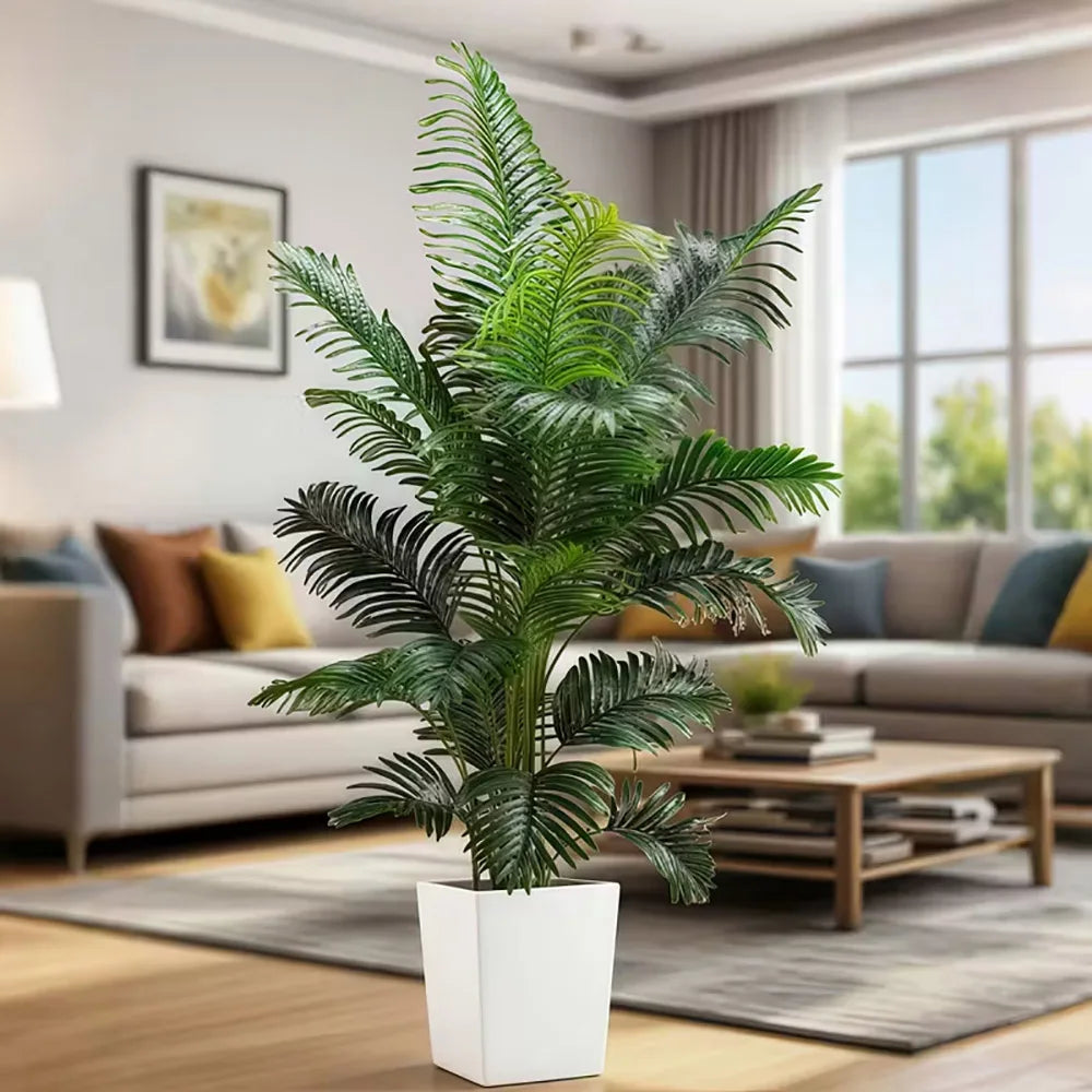 35-inch artificial giant palm tree plant; 2 pieces lifelike green leaves; no maintenance required; indoor and outdoor decoration