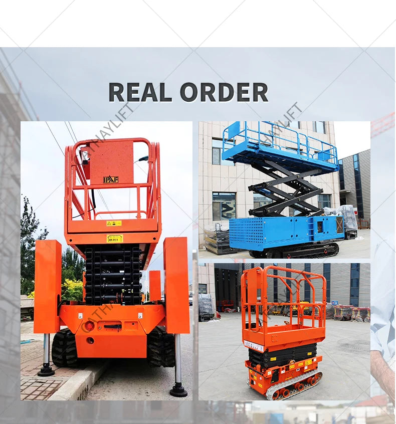 CATHAY Four Drive Crawler Scissor Platform 100kg Load 12m Electric Wear Resistant Lift for Renovation Rough Ground Work Model