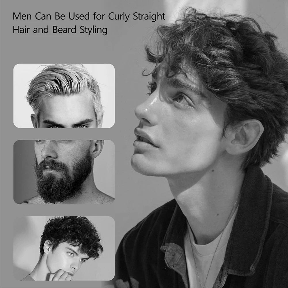 Mini Hair Curler 2 in 1 Pencil Hair Straightener Titanium Plate Thinnest Narrow Flat Iron with LED Display for Short Beard Hair