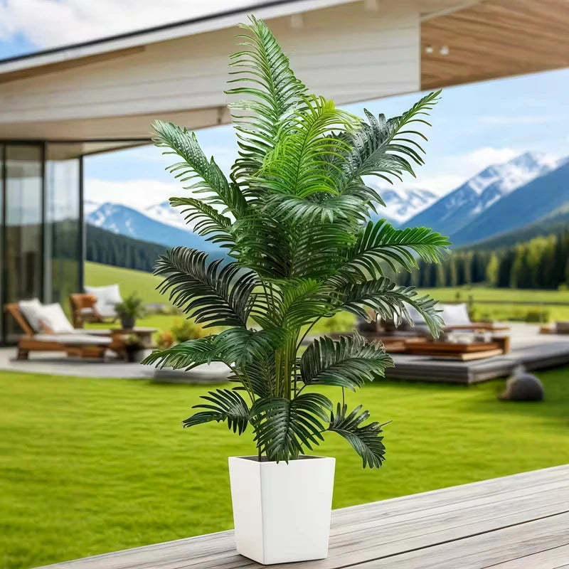 35-inch artificial giant palm tree plant; 2 pieces lifelike green leaves; no maintenance required; indoor and outdoor decoration