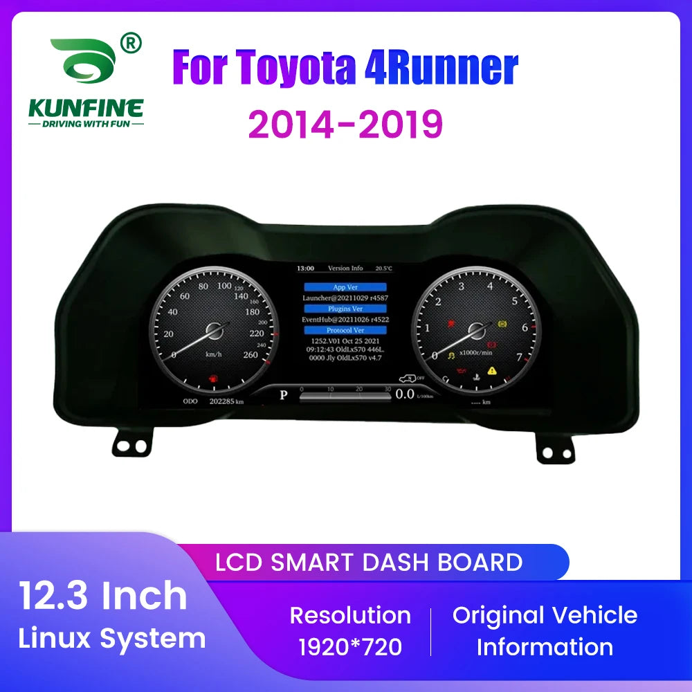 12.3" LCD Car Digital Dashboard Cluster For Toyota 4Runner 2014-2019 Virtual Instrument Panel Speedometer Cockpit Meter Upgrade