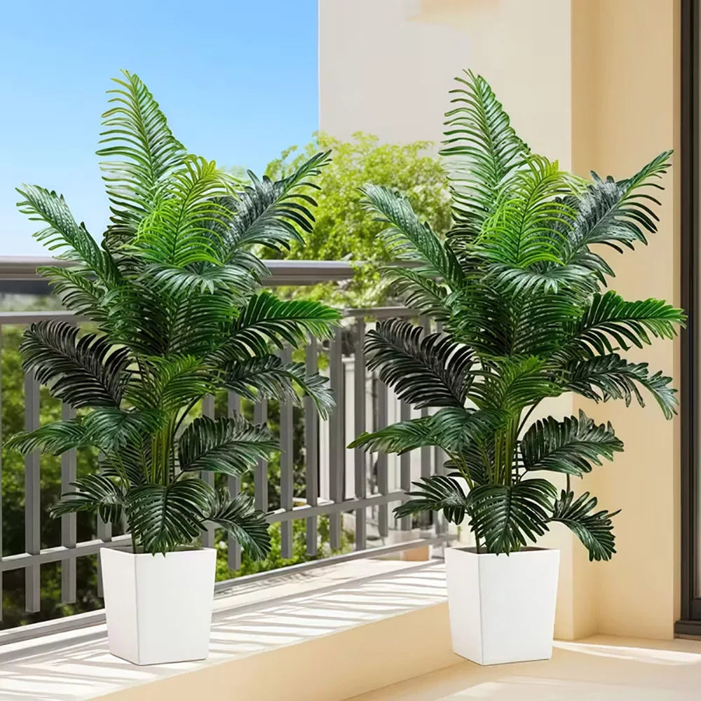 35-inch artificial giant palm tree plant; 2 pieces lifelike green leaves; no maintenance required; indoor and outdoor decoration