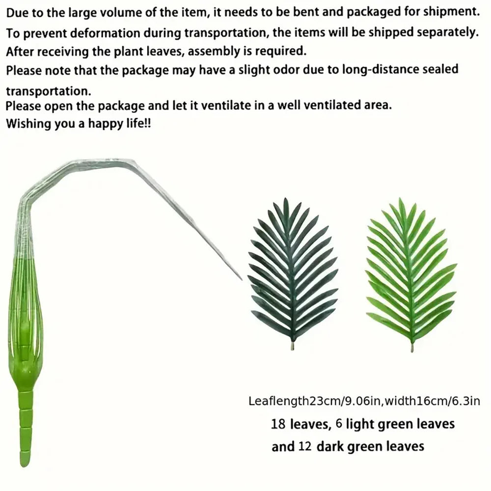 35-inch artificial giant palm tree plant; 2 pieces lifelike green leaves; no maintenance required; indoor and outdoor decoration