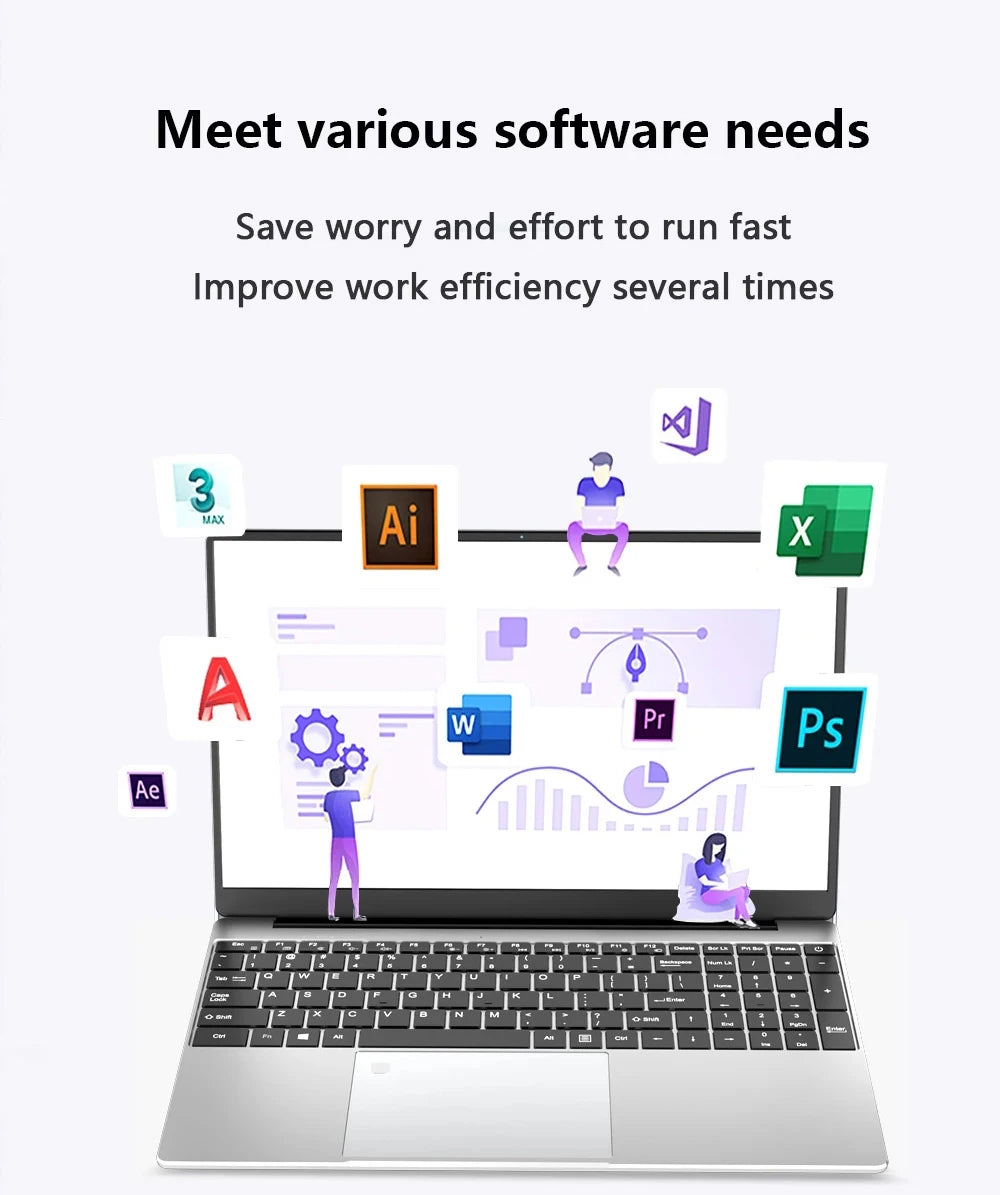 2025 15.6" Windows 11 Pro Laptop Computer Intel Core i7 8500Y 16GB 1TB Laptops Office Computer Fingerprint Unlock Notebook PC