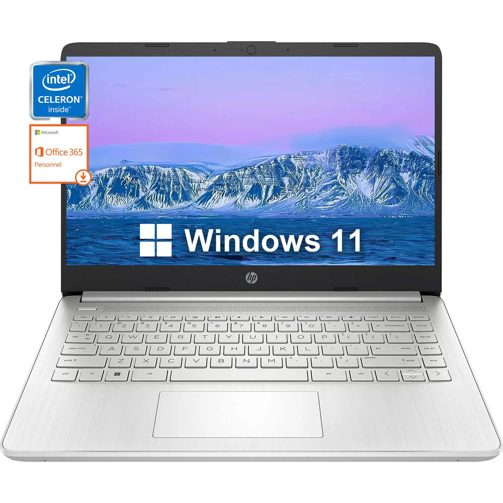 HP Newest 14" Business Laptop,Intel Celeron N4120,Up to16GB RAM,384GB Storage(128GB eMMC+256GB Micro SD),1Year Office 365,Silver