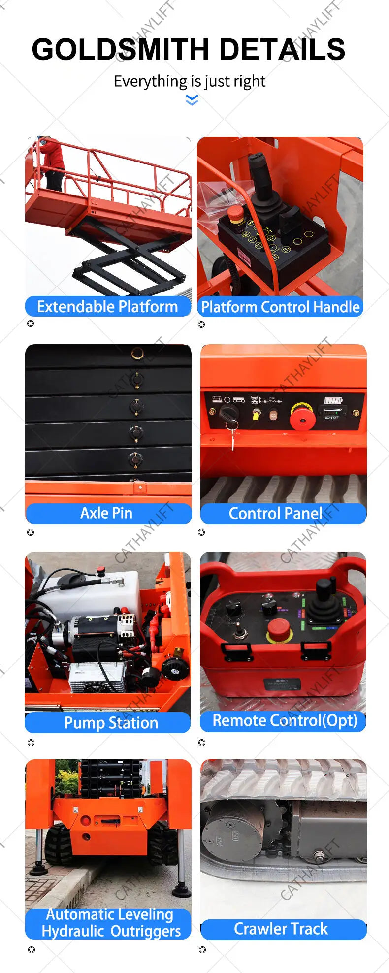 CATHAY Four Drive Crawler Scissor Platform 100kg Load 12m Electric Wear Resistant Lift for Renovation Rough Ground Work Model