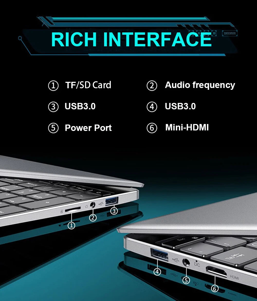2025 15.6" Windows 11 Pro Laptop Computer Intel Core i7 8500Y 16GB 1TB Laptops Office Computer Fingerprint Unlock Notebook PC