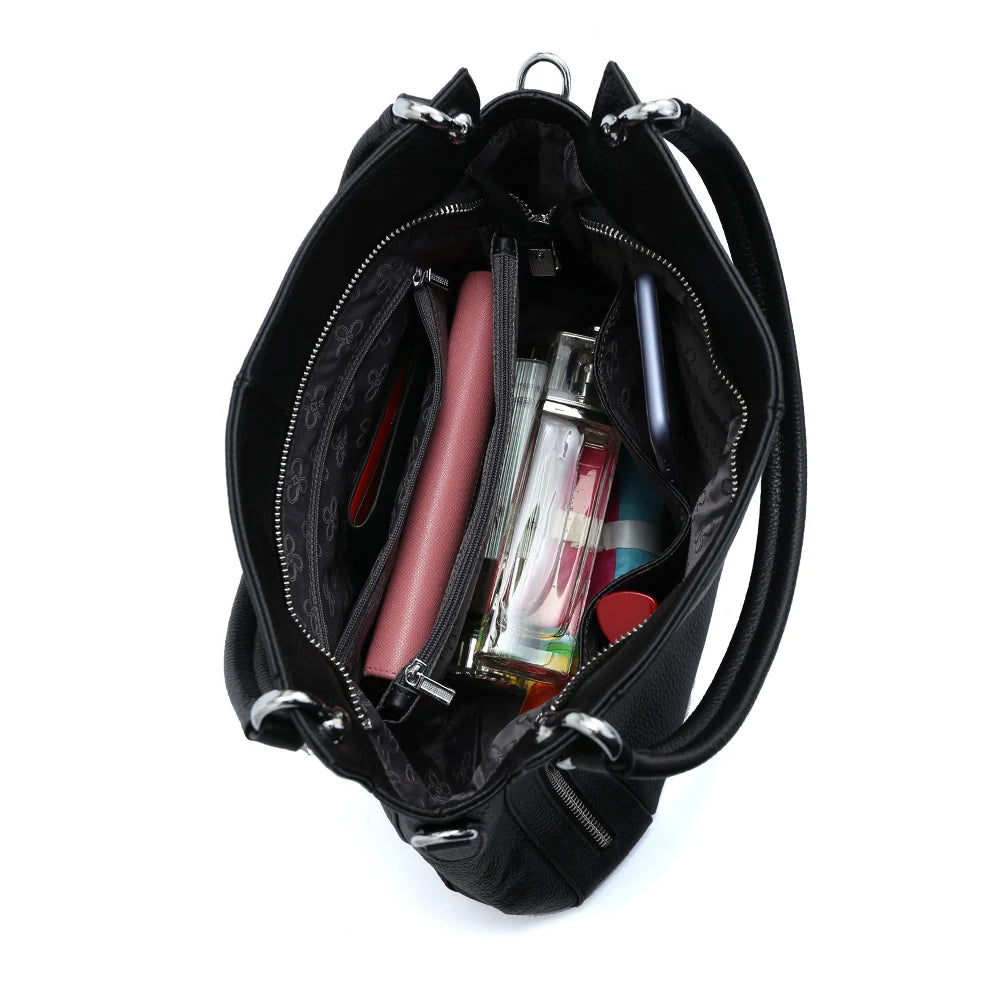 Zency 100% Genuine Leather Handbag Female Classic Simple Vintage Women Shopper Tote Lady Shoulder Bag Commuter Casual Crossbody