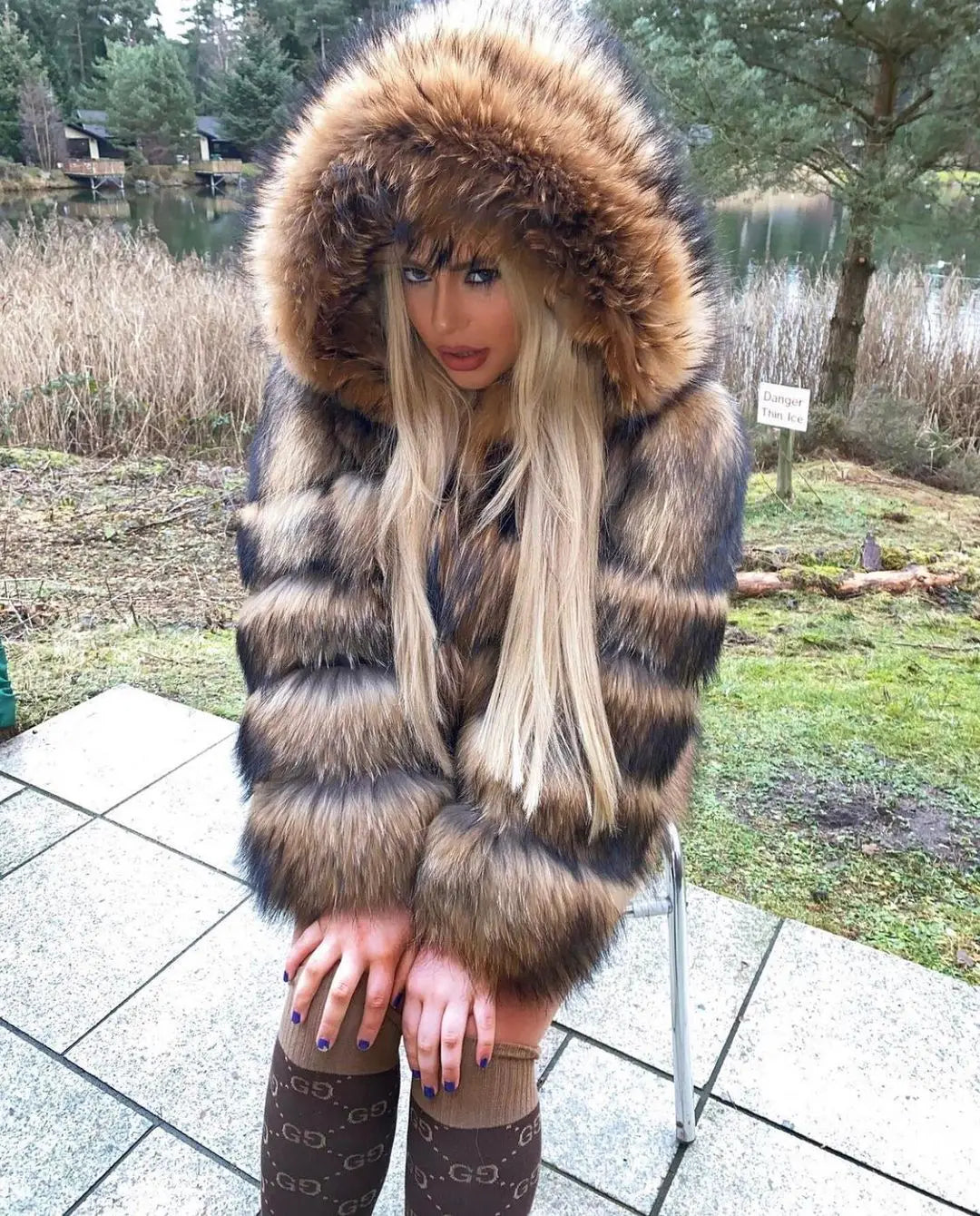 MAOMAOKONG Super Hot Winter Women Luxury Thick Real Raccoon Fur Coat Natural Fox Fur Jacket Plus Size Furry Jackets Female Vest