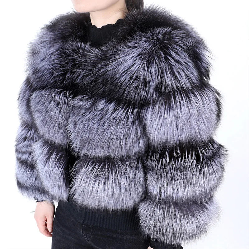 MAOMAOKONG Super Hot Winter Women Luxury Thick Real Raccoon Fur Coat Natural Fox Fur Jacket Plus Size Furry Jackets Female Vest