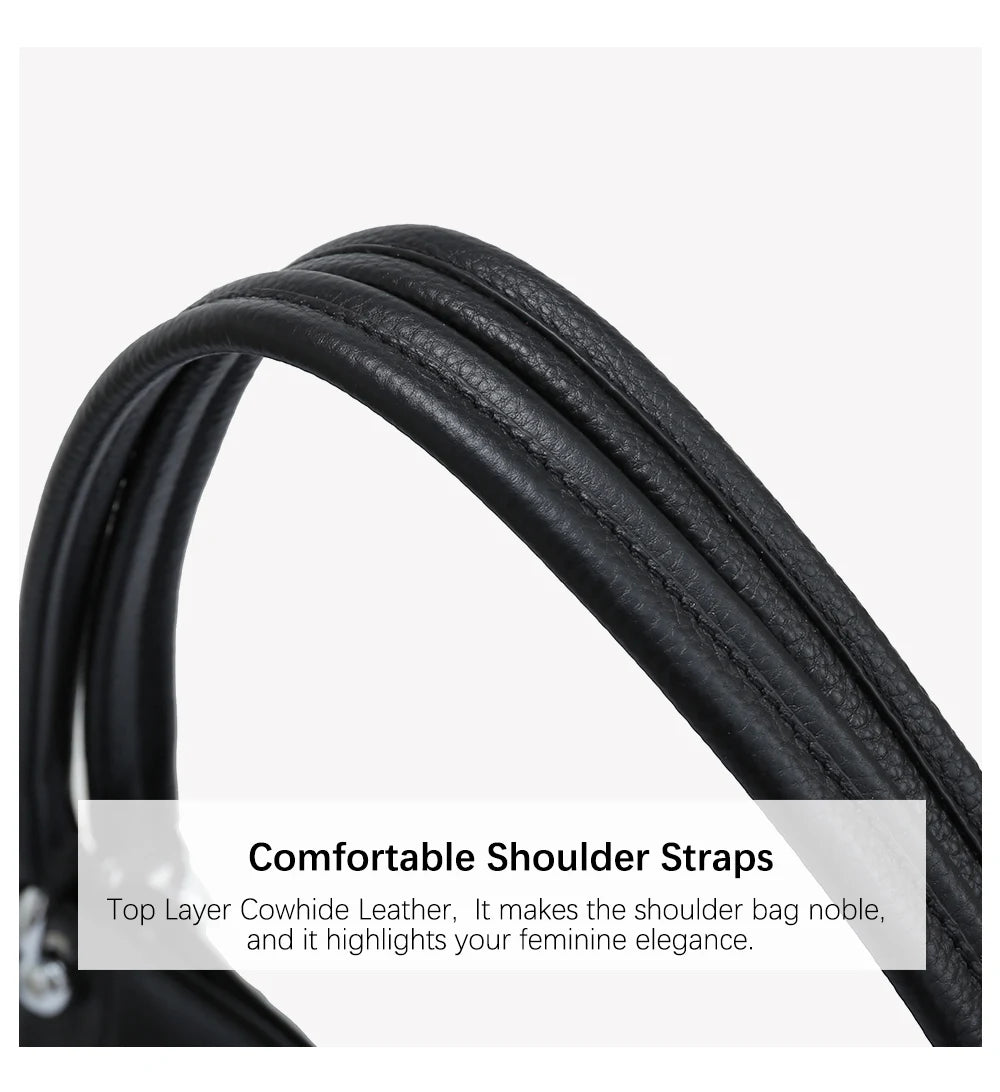 Zency 100% Genuine Leather Handbag Female Classic Simple Vintage Women Shopper Tote Lady Shoulder Bag Commuter Casual Crossbody