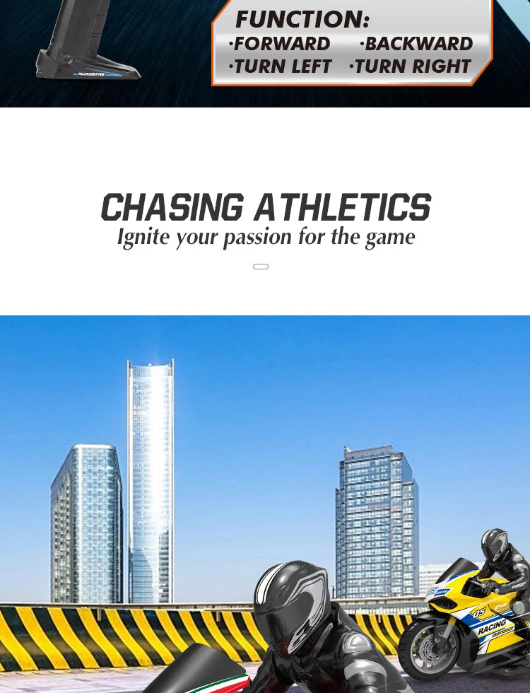 1/10  Electric Motorcycle RC Cars Scale High Speed Racing 4 Channels Remote Control Distance 35 Meters Off-Road Model