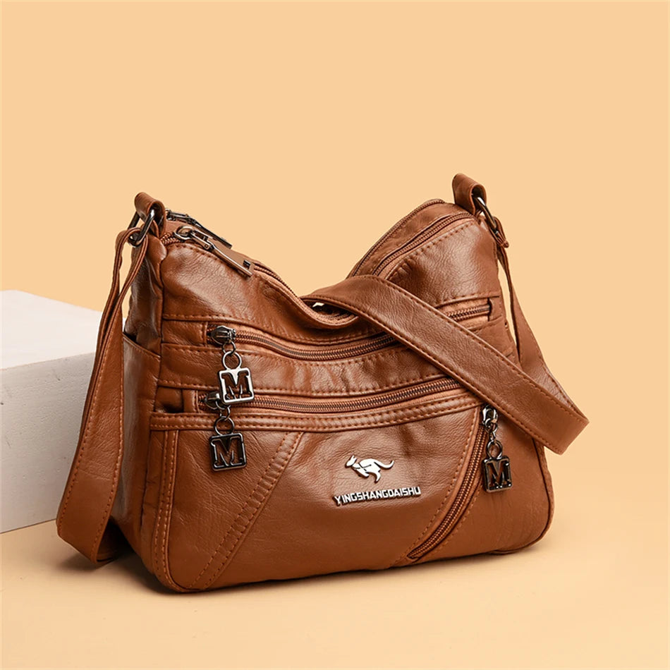 High Quality Soft Leather Luxury Purses and Handbags Women's Bag Designer Multi-pocket Crossbody Shoulder Bag for Women 2024 Sac