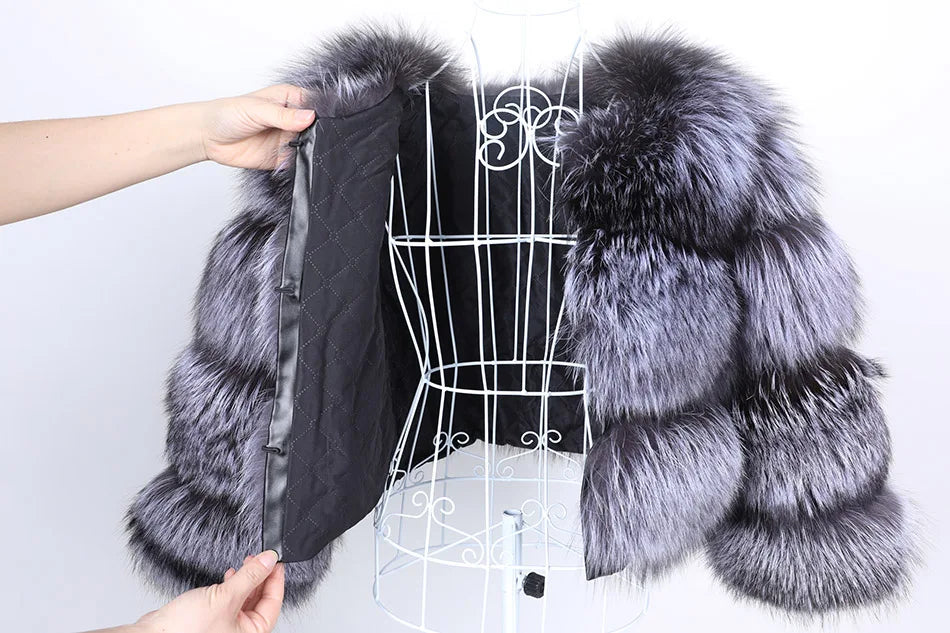 MAOMAOKONG Super Hot Winter Women Luxury Thick Real Raccoon Fur Coat Natural Fox Fur Jacket Plus Size Furry Jackets Female Vest
