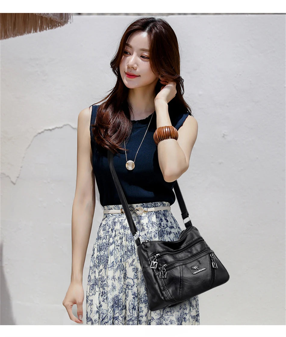 High Quality Soft Leather Luxury Purses and Handbags Women's Bag Designer Multi-pocket Crossbody Shoulder Bag for Women 2024 Sac