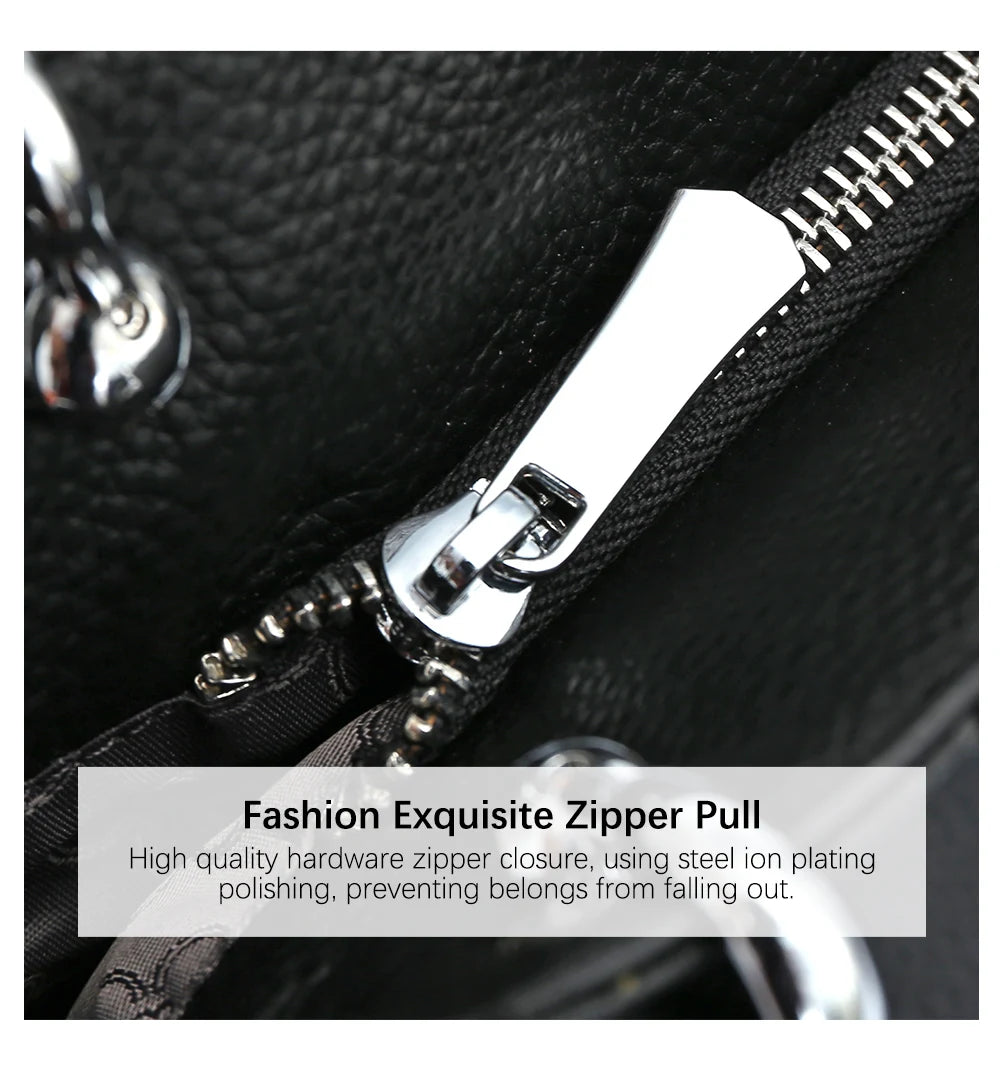 Zency 100% Genuine Leather Handbag Female Classic Simple Vintage Women Shopper Tote Lady Shoulder Bag Commuter Casual Crossbody