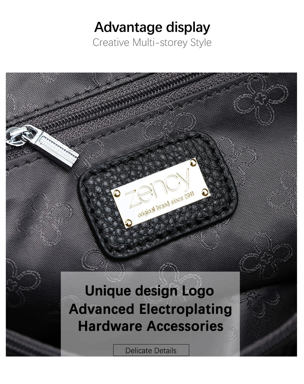 Zency 100% Genuine Leather Handbag Female Classic Simple Vintage Women Shopper Tote Lady Shoulder Bag Commuter Casual Crossbody