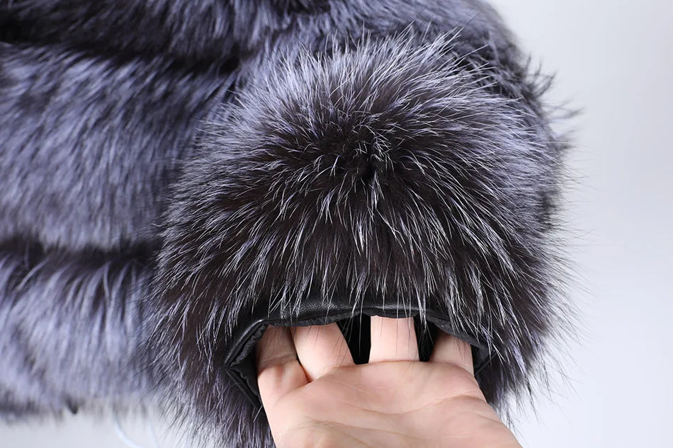MAOMAOKONG Super Hot Winter Women Luxury Thick Real Raccoon Fur Coat Natural Fox Fur Jacket Plus Size Furry Jackets Female Vest