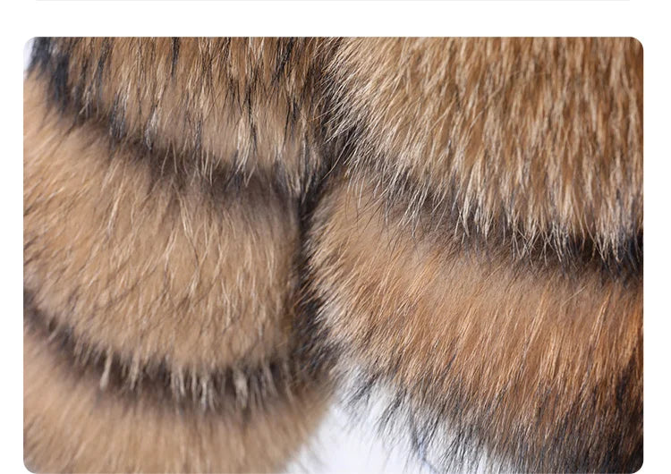 MAOMAOKONG Super Hot Winter Women Luxury Thick Real Raccoon Fur Coat Natural Fox Fur Jacket Plus Size Furry Jackets Female Vest