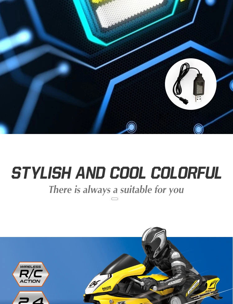 1/10  Electric Motorcycle RC Cars Scale High Speed Racing 4 Channels Remote Control Distance 35 Meters Off-Road Model