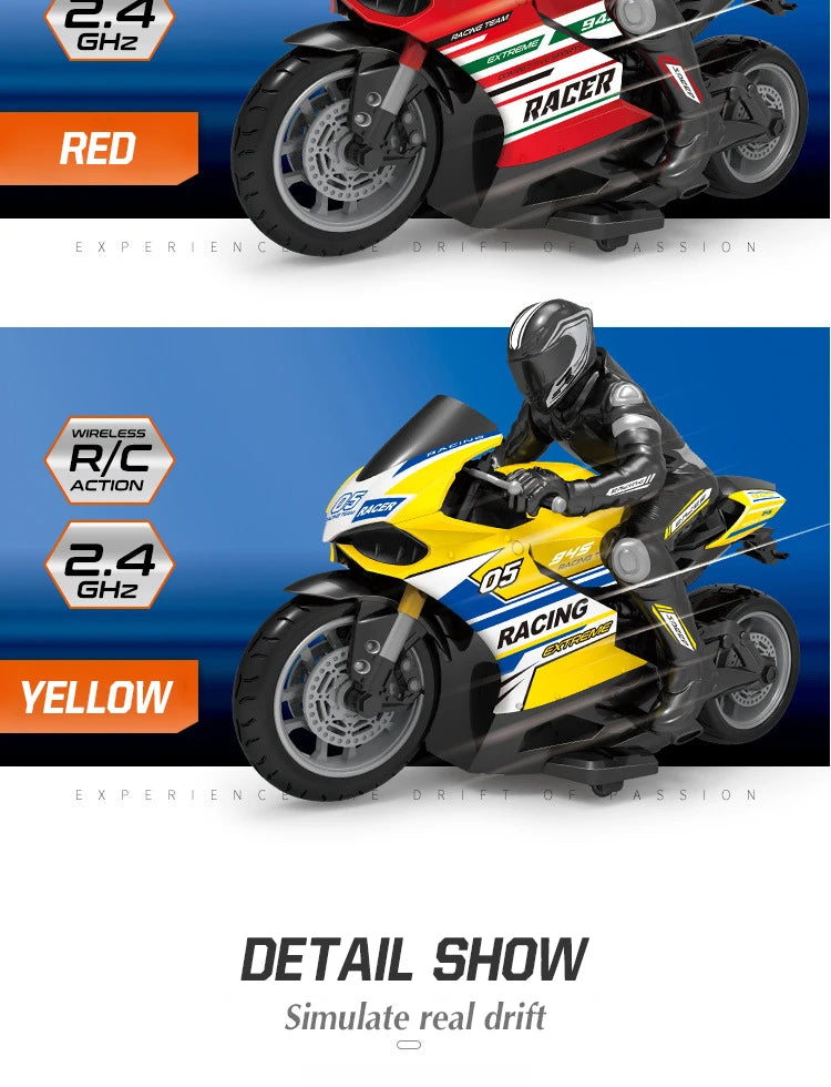1/10  Electric Motorcycle RC Cars Scale High Speed Racing 4 Channels Remote Control Distance 35 Meters Off-Road Model