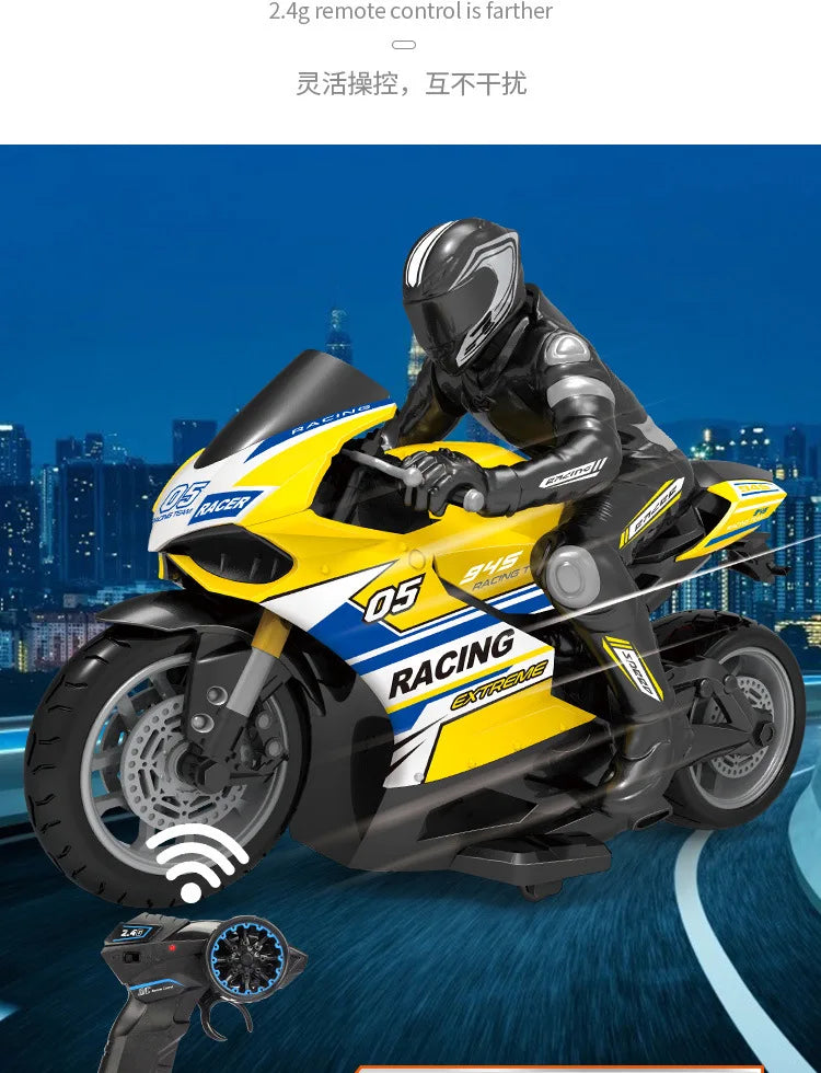 1/10  Electric Motorcycle RC Cars Scale High Speed Racing 4 Channels Remote Control Distance 35 Meters Off-Road Model