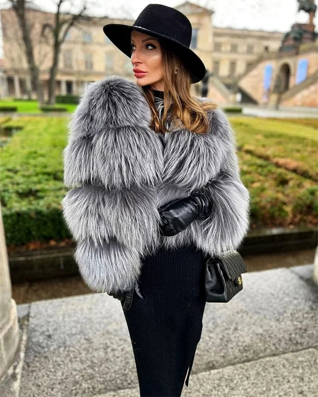 MAOMAOKONG Super Hot Winter Women Luxury Thick Real Raccoon Fur Coat Natural Fox Fur Jacket Plus Size Furry Jackets Female Vest