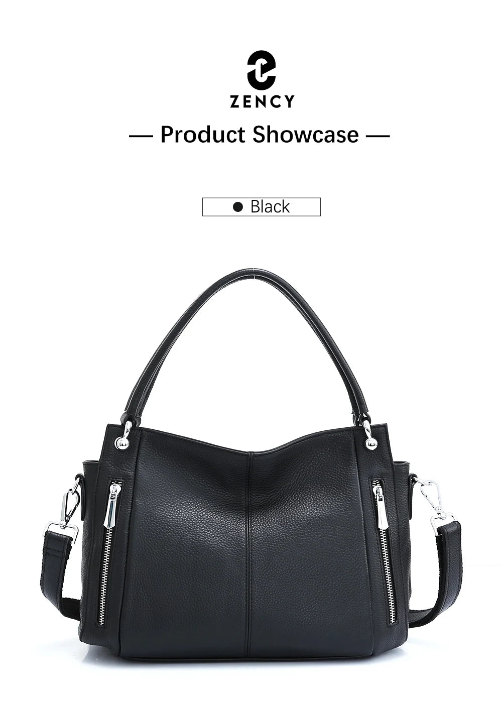 Zency 100% Genuine Leather Handbag Female Classic Simple Vintage Women Shopper Tote Lady Shoulder Bag Commuter Casual Crossbody