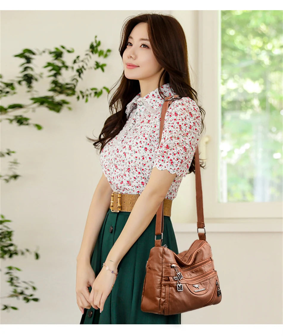 High Quality Soft Leather Luxury Purses and Handbags Women's Bag Designer Multi-pocket Crossbody Shoulder Bag for Women 2024 Sac