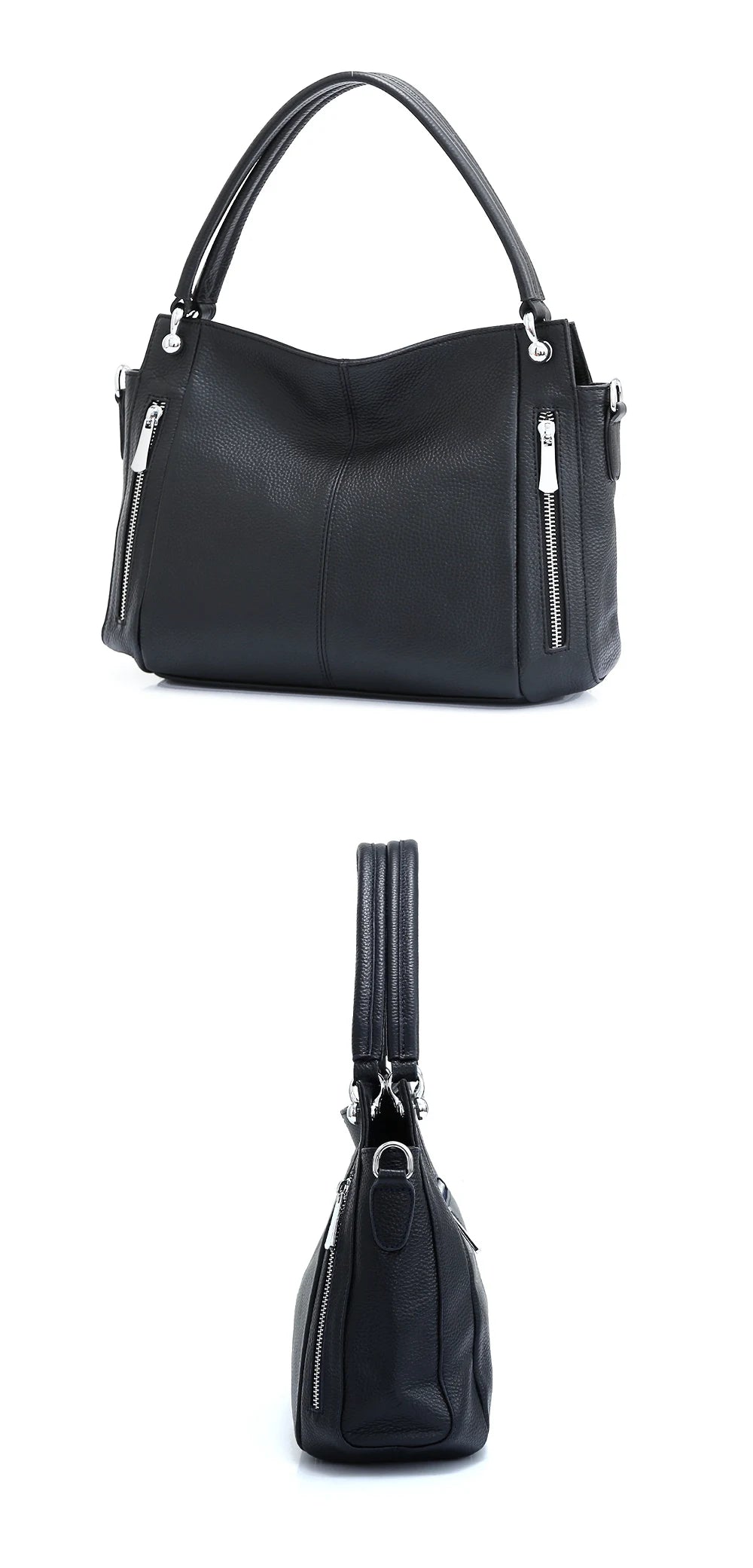 Zency 100% Genuine Leather Handbag Female Classic Simple Vintage Women Shopper Tote Lady Shoulder Bag Commuter Casual Crossbody