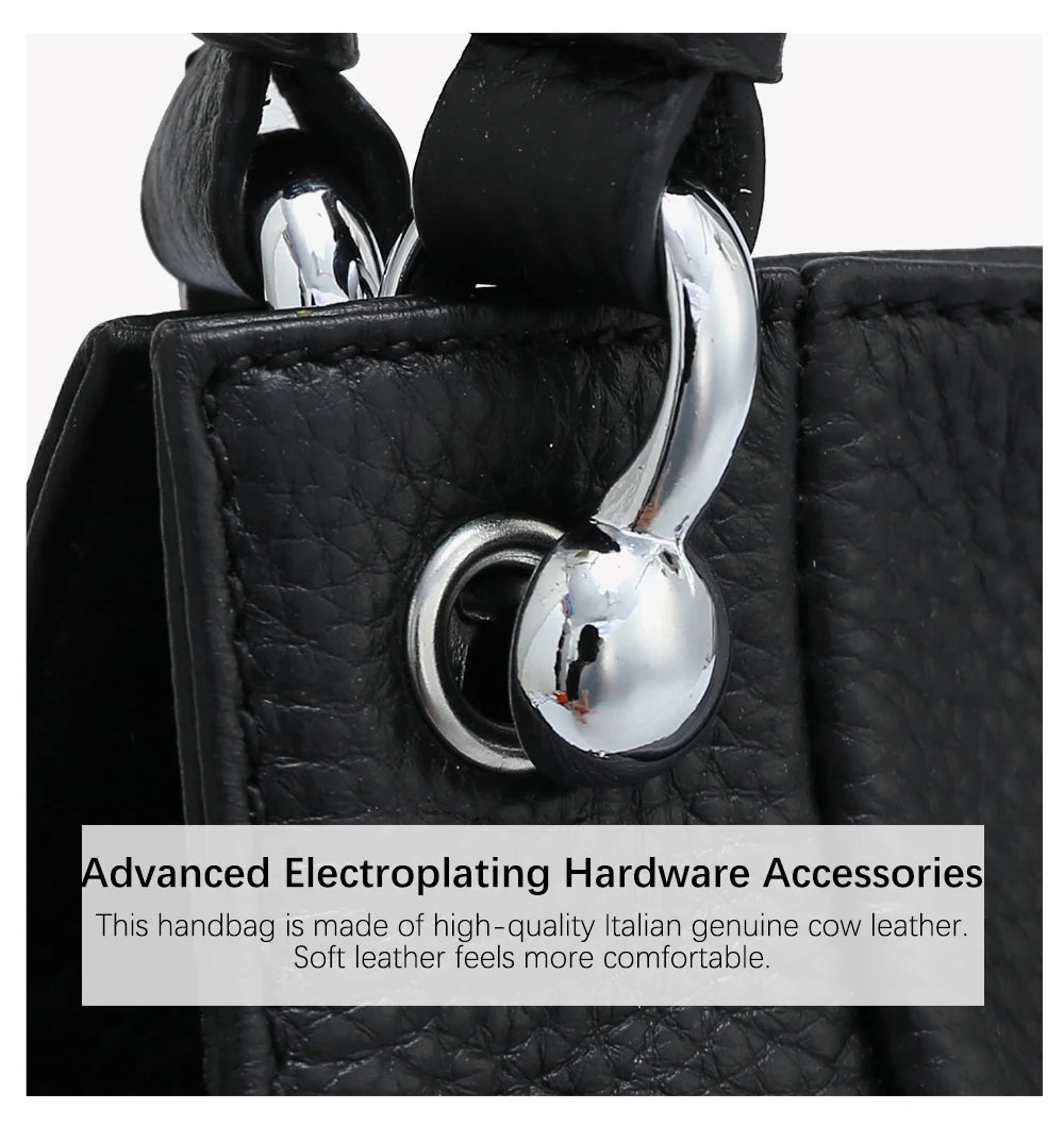 Zency 100% Genuine Leather Handbag Female Classic Simple Vintage Women Shopper Tote Lady Shoulder Bag Commuter Casual Crossbody