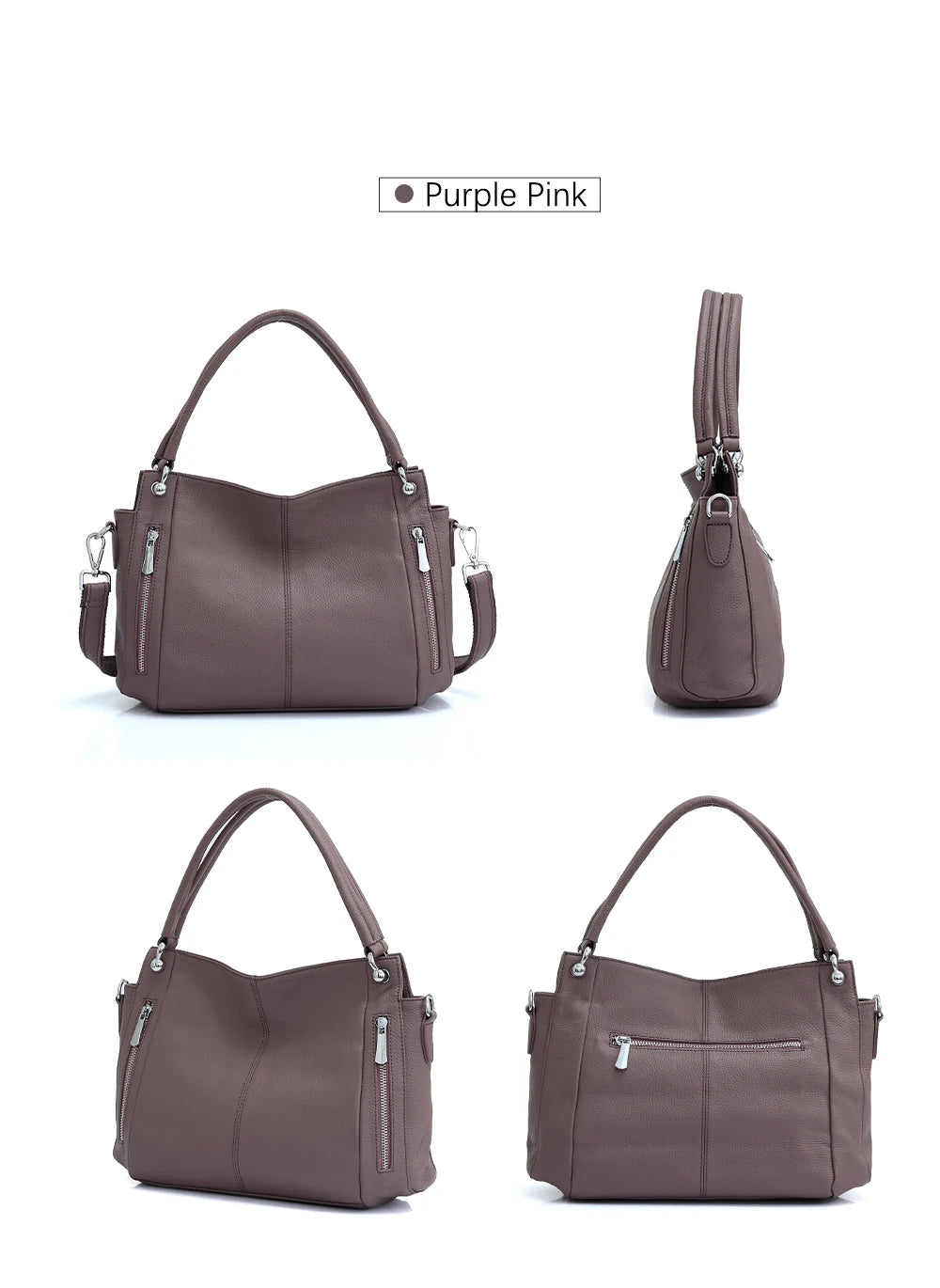 Zency 100% Genuine Leather Handbag Female Classic Simple Vintage Women Shopper Tote Lady Shoulder Bag Commuter Casual Crossbody