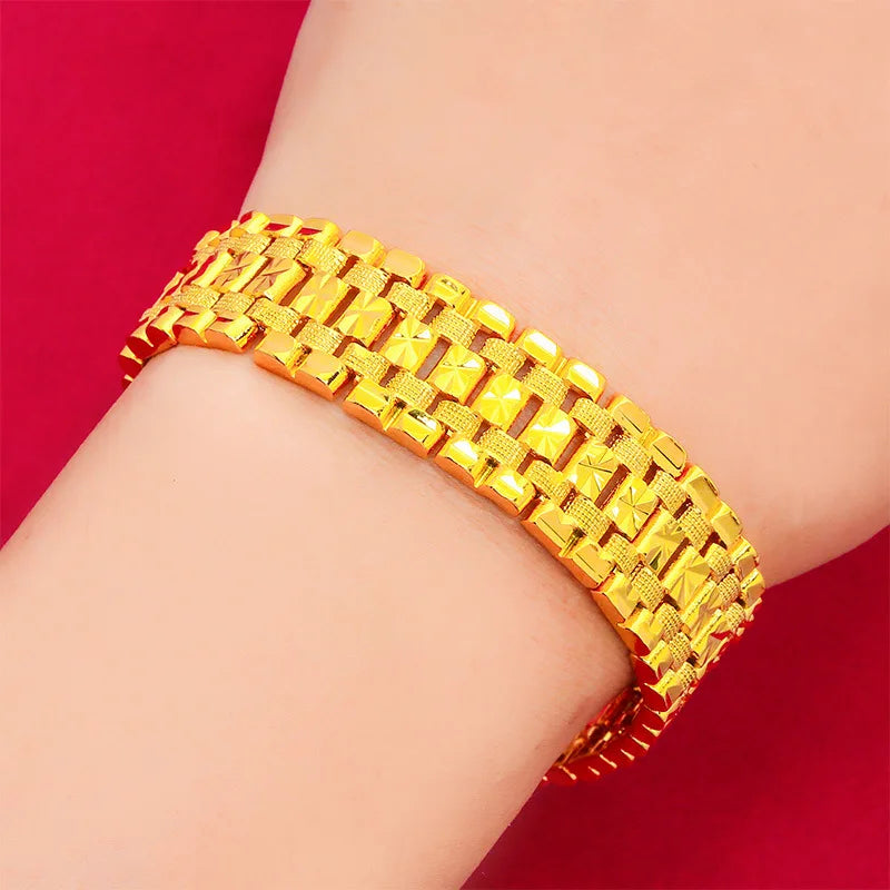 Euro Coin Men's Bracelet, 24K Gold, AU999 | Matte gold lion-engraved coin with distressed chain, rugged for casual wear