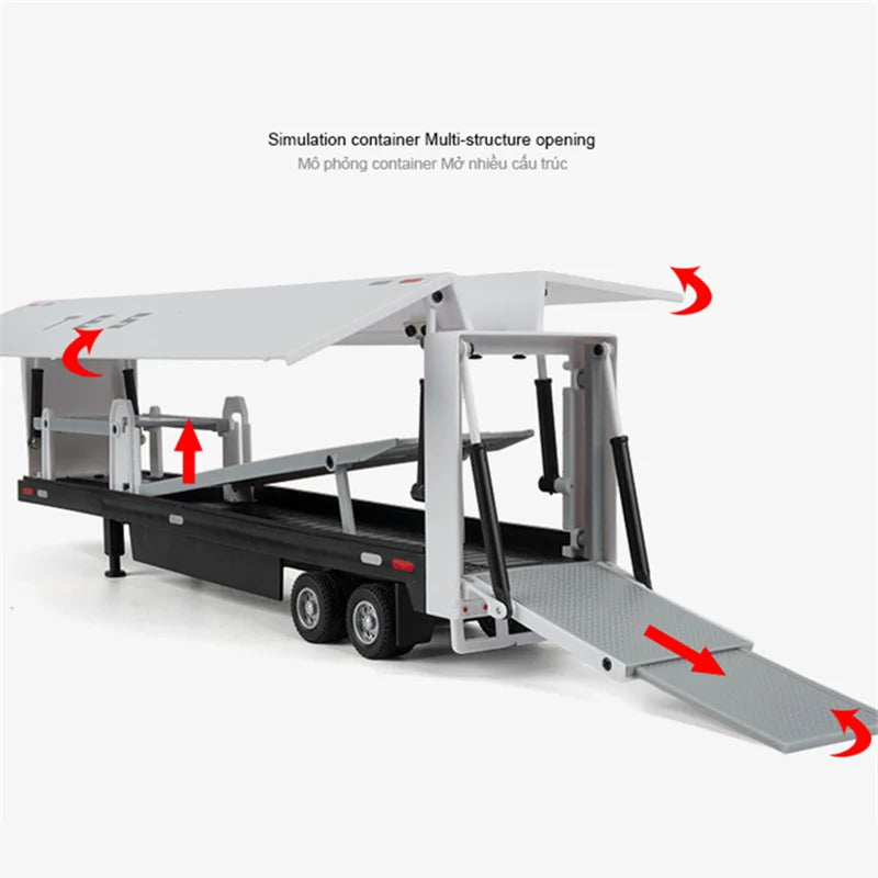 1:32 Semi Alloy Electric Semi Trailer Truck Head Car Model Diecast Container Transport Truck Vehicles Car Model Sound Light Toys