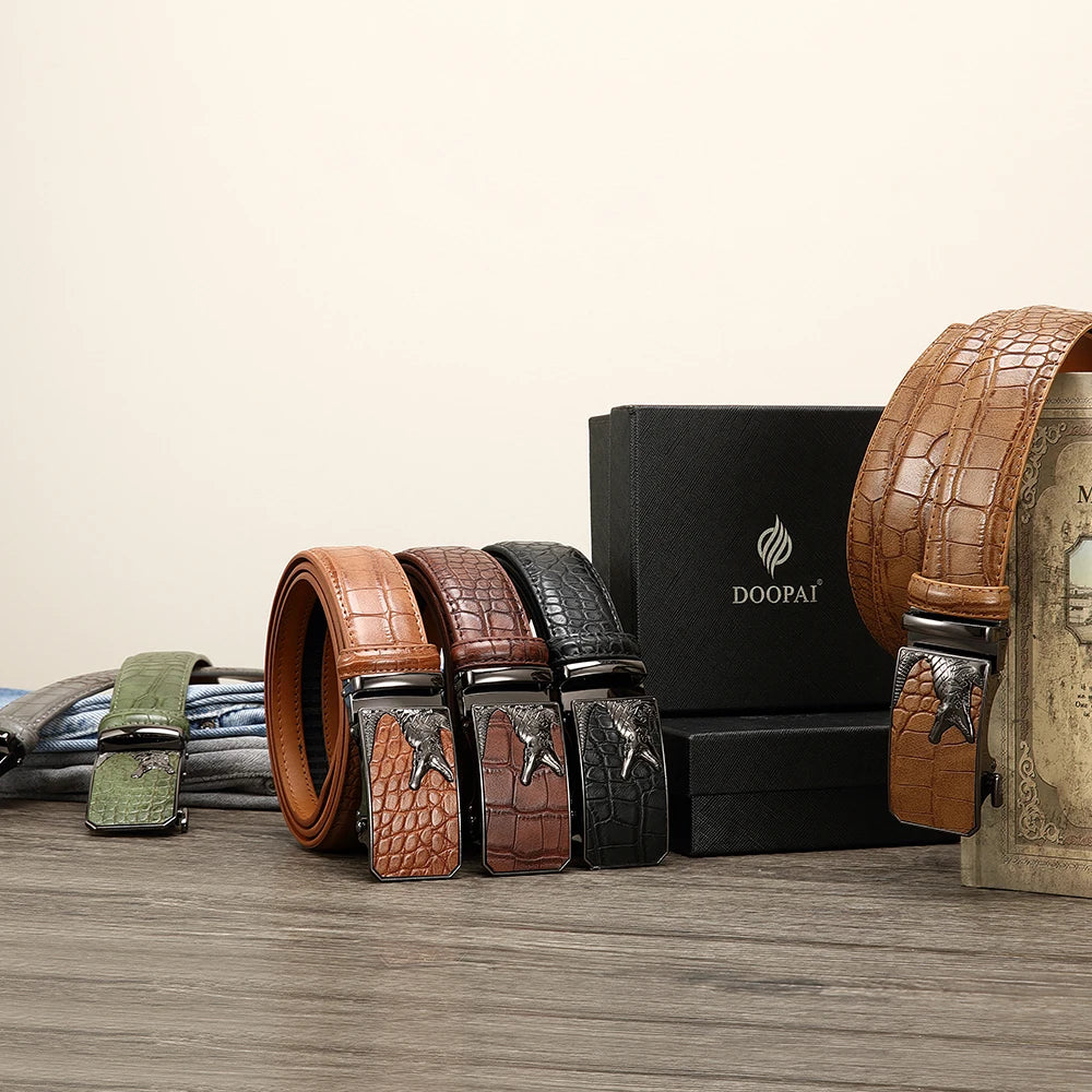 Men's PU Leather Belt Fashion Automatic Buckle Belt for Popular Business High Quality Male Belt