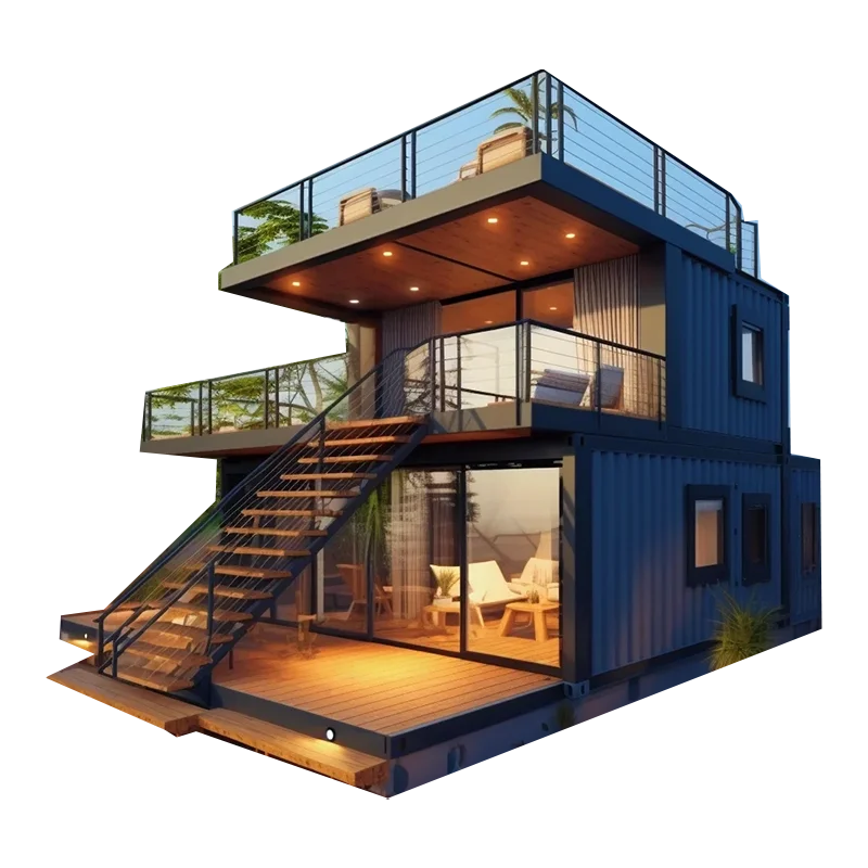 Container house second floor terrace removable outdoor wooden house