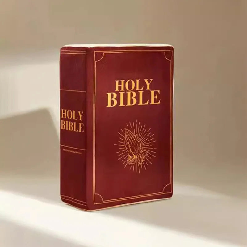 Holy Bible Pillow Book Plush Soft Plushies Opens Bible Corinthians 13 Gifts Toys Christian Gifts for Kid Room Decoration