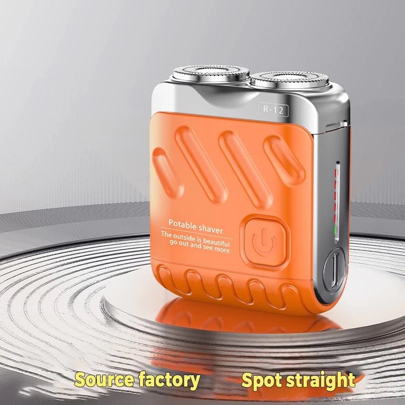 Mini Shaver On-The-Go, Portable Electric Shaver for Men, Dry Shave, USB-C，IPX7 Waterproof Easy Cleaning, Battery Indicator