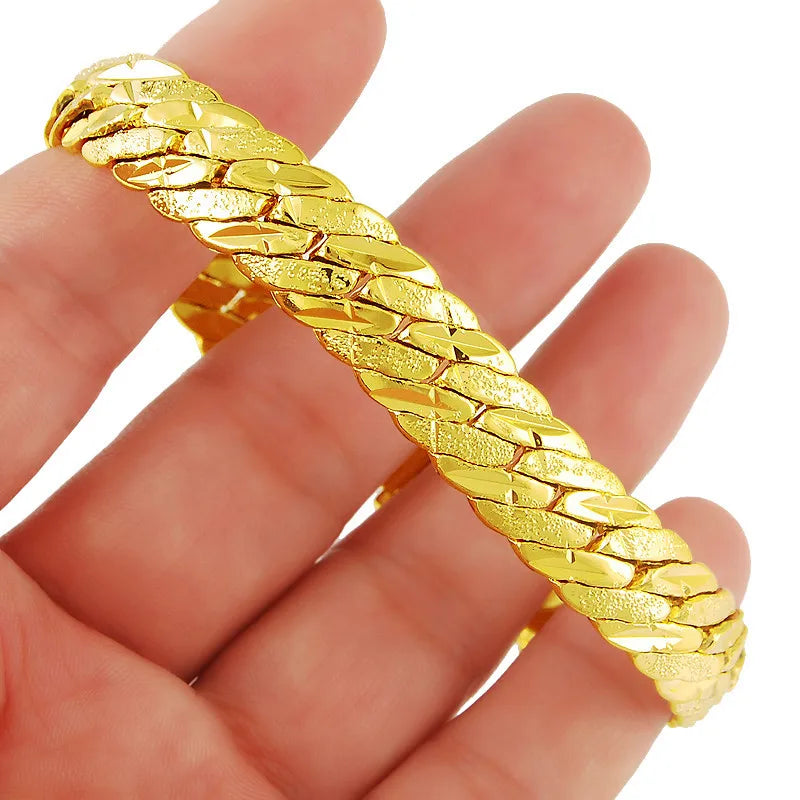 Luxury 24K 9999 Pure Gold real gold Aggressive Men's Bracelet