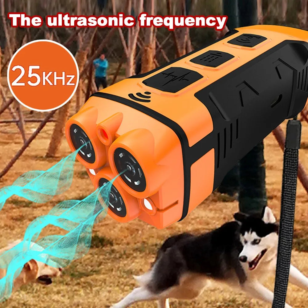 10M High Power Deterrent Ultrasonic Dog Repeller Pet Training Anti Barking with Led Flashlight Rechargeable for Dogs Accessories