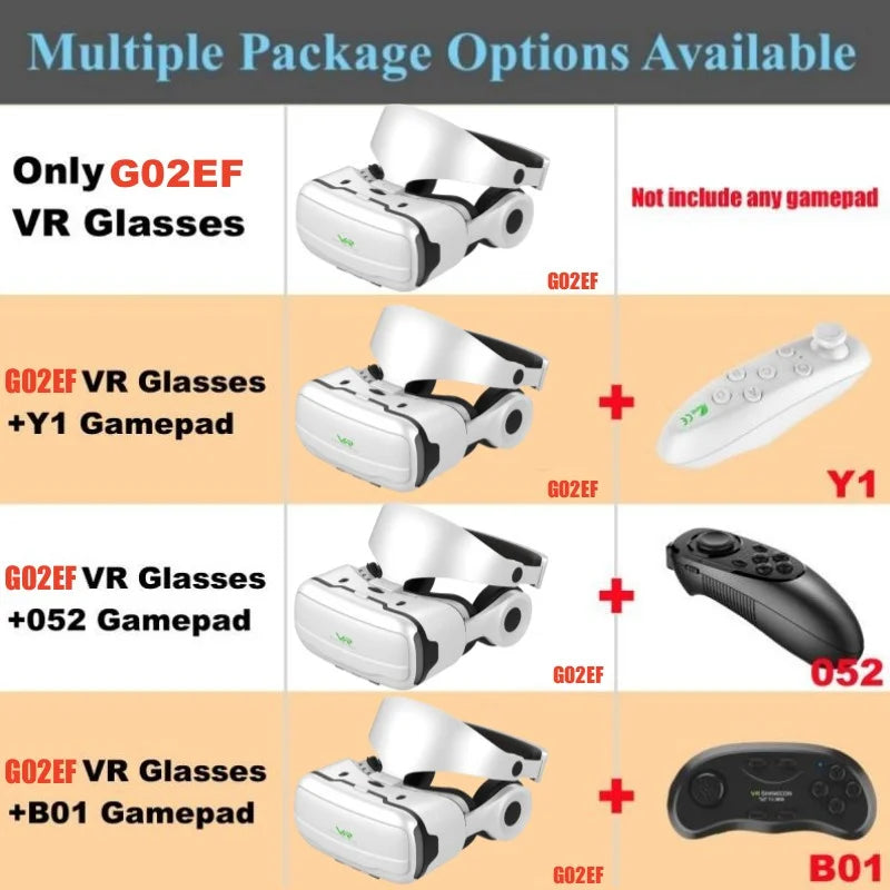 G02EF Virtual Reality VR Glasses IMAX HD 3D Glasses Google Cardboard Box Stereo VR Headset for IOS Android Phone,Support Gamepad