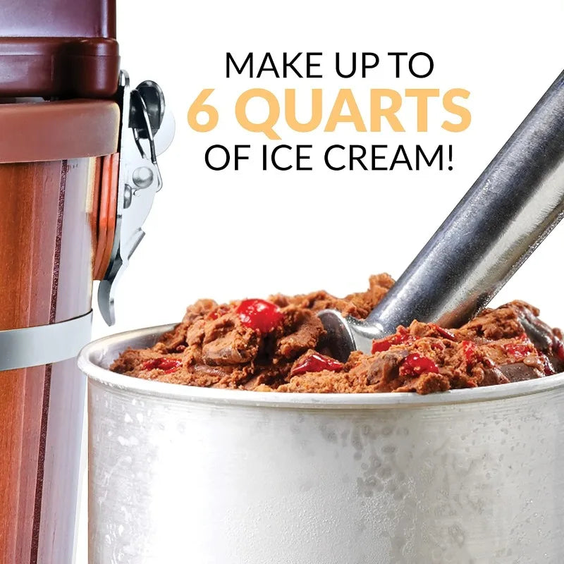 Nostalgia Electric Ice Cream Maker, Old Fashioned Soft Serve Ice Cream Machine Makes Frozen Yogurt or Gelato in Minutes, 6 Quart