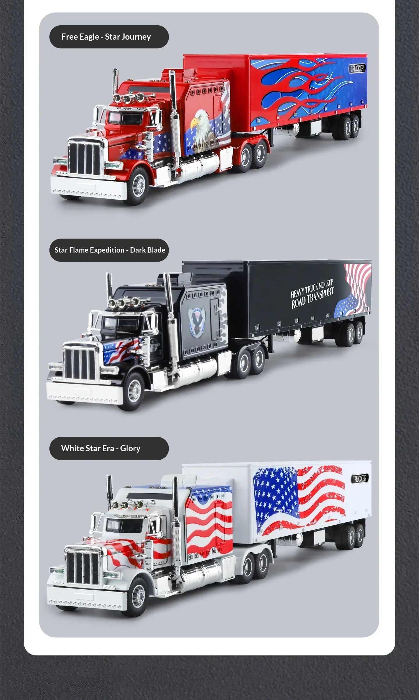 1:24 389 Platform Trailer Container Transport Tow Truck Toy Car For Diecast Vehicle Model Collection Gift Boy