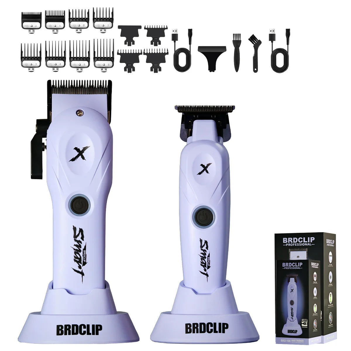 WMARK NG-8613KIT BRDCLIP Barber Set Professional Men's Hair Clipper Trimmer Set DLC Blade Electric Machine Barber Charging Base